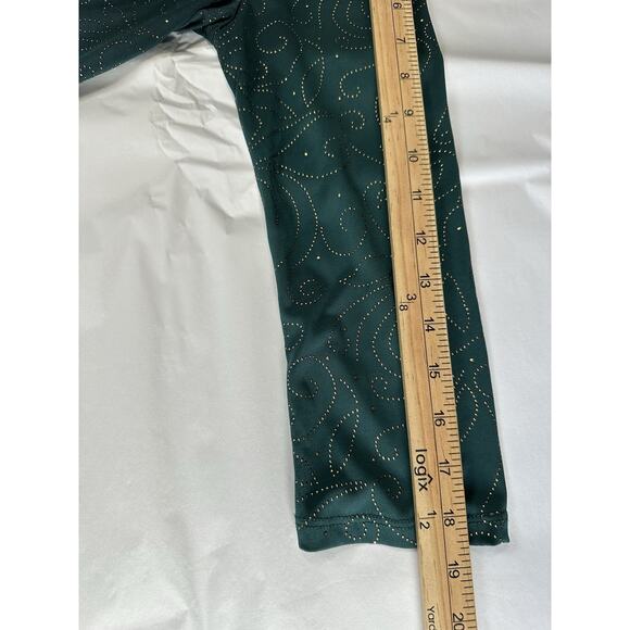 Women’s Sz M Green Long Sleeve Blouse With Gold Studded Embellishments Holiday - Picture 11 of 12